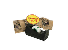 Plakband Scotch Magic 810 19mmx33m transparant 14 rollen + plakbandhouder zwart
