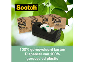 Plakband Scotch Magic 810 19mmx33m transparant 14 rollen + plakbandhouder zwart