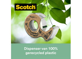 Plakband Scotch Magic 919 19mmx20m transparant + gerecyclede afroller