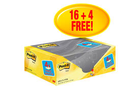 Memoblok 3M Post-it 655 76x127mm geel 16 + 4 gratis