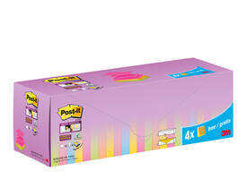 Memoblok 3M Post-it Z-Note R330 Super Sticky 76x76mm assorti kleur 20 + 4 gratis