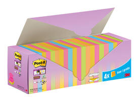 Memoblok 3M Post-it Z-Note R330 Super Sticky 76x76mm assorti kleur 20 + 4 gratis