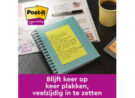 Memoblok 3M Post-it 584 127x203mm Super Sticky lijn assorti kleur 4 stuks