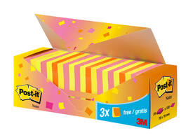 Memoblok 3M Post-it 654 76x76mm neon assorti 21 + 3 gratis