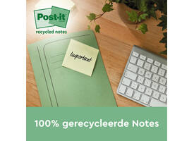 Memoblok 3M Post-it 654 76x76mm recycle geel 18 + 6 gratis