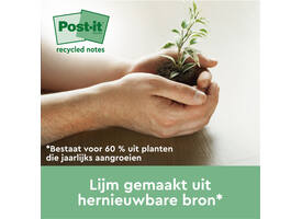 Memoblok 3M Post-it 654 76x76mm recycle geel 18 + 6 gratis