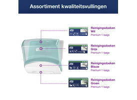 Reinigingsdoekdispenser Tork W4 Performance gevouwen turquoise 654000