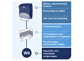 Reinigingsdoekdispenser Tork W4 Performance gevouwen turquoise 654000