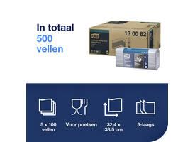 Reinigingsdoek Tork W4 Premium Industrial Heavy-Duty gevouwen 3-laags 5x100 vel blauw 130082