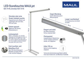 Vloerlamp MAUL Jet LED dimbaar hg 195 cm zilver