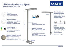 Werkplek tafelklem MAUL Javal LED dimbaar hg 120cm zilver