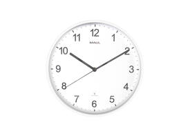 Wandklok MAUL Sprint RC Ø30x5cm kunststof wit/wit incl batterij