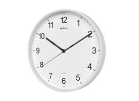 Wandklok MAUL Sprint RC Ø30x5cm kunststof wit/wit incl batterij