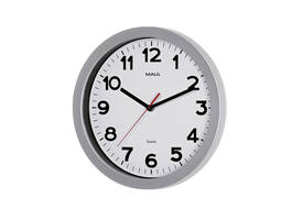 Wandklok MAUL Step Quartz Ø30x5cm kunststof zilver/wit stildraaiend