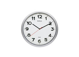 Wandklok MAUL Step Quartz Ø40x5cm kunststof zilver/wit stildraaiend