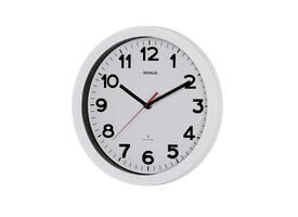 Wandklok MAUL Step RC Ø30x5cm kunststof wit/wit