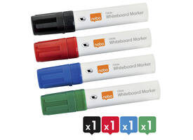 Whiteboardmarker Nobo Glide schuin assorti 10mm 4stuks