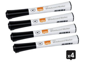 Whiteboardmarker Nobo Glide fijn zwart 1mm 4stuks
