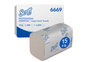 Handdoek Scott Essential i-vouw 1-laags 200x318mm 15x240 vel wit 6669