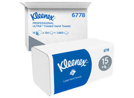 Handdoek Kleenex Ultra i-vouw 2-laags 215x318mm 15x124 vel wit 6778