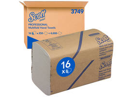 Handdoek Scott m-vouw 1-laags 203x240mm 16x250 vel wit 3749