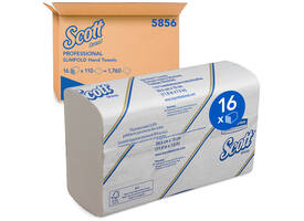 Handdoek Scott Slimfold m-vouw 1-laags 190x300mm 16x110 vel wit 5856