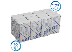 Handdoek Scott Slimfold m-vouw 1-laags 190x300mm 16x110 vel wit 5856