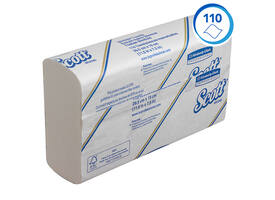 Handdoek Scott Slimfold m-vouw 1-laags 190x300mm 16x110 vel wit 5856