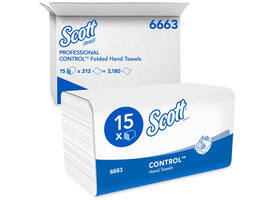Handdoek Scott Control i-vouw 1-laags 215x315mm 15x212 vel wit 6663