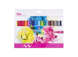 Brushpen Talens Ecoline set à 15 stuks assorti