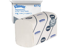 Handdoek Kleenex Ultra i-vouw 2-laags 215x415mm 30x94 vel wit 6772