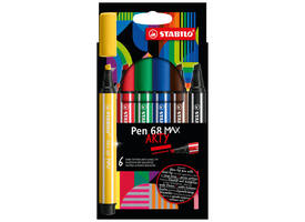Viltstift STABILO Pen 68 Max Arty assorti etui à 6 stuks
