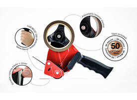 Verpakkingstape dispenser Rapesco Germ-Savvy 960 antibacterieel met bruine tape zwart