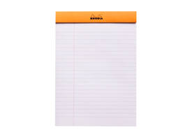 Schrijfblok Rhodia A5 lijn 80 vel 80gr met kantlijn oranje