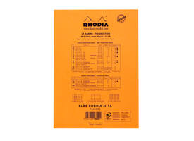 Schrijfblok Rhodia A5 lijn 80 vel 80gr met kantlijn oranje