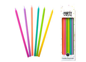 Kaarsjes Haza long bright 15cm 16 stuks assorti