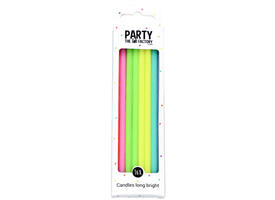 Kaarsjes Haza long bright 15cm 16 stuks assorti