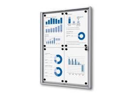 Vitrinebord Quantore voor binnen 4x A4 zilver