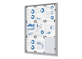 Vitrinebord Quantore voor binnen 9x A4 zilver