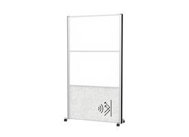 Scheidingswand MAUL akoestiek 100x180 2x whiteb. 1x lichtgrijs alum.frame mobiel