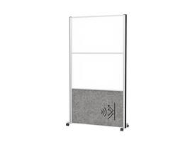Scheidingswand MAUL akoestiek 100x180 2x whiteb. 1x donkergr alum.frame mobiel