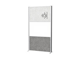 Scheidingswand MAUL akoestiek 100x180 licht- donkergrijs whiteb alum.frame op voet