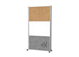Scheidingswand MAUL akoestiek 100x180 akoest whiteb kurk alum.frame mobiel
