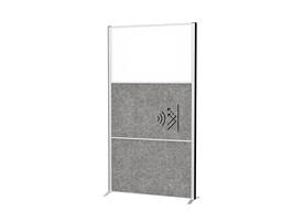 Scheidingswand MAUL akoestiek 100x180 2xdonker- 1xwhiteboard alum.frame op voet