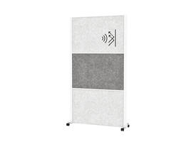 Scheidingswand MAUL akoestiek 100x180 2x licht- 1x donkergrijs wit frame mobiel