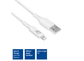 Kabel ACT USB 2.0 naar Lightning laad -en data 1 meter