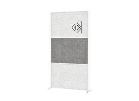 Scheidingswand MAUL akoestiek 100x180 2x licht- 1x donkergrijs wit frame op voet