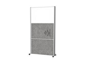 Scheidingswand MAUL akoestiek 100x180 2xdonker- 1xwhiteboard alum.frame mobiel