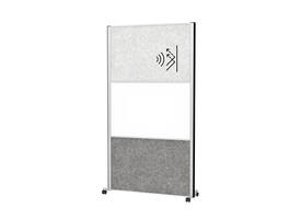Scheidingswand MAUL akoestiek 100x180 licht- donkergrijs whiteb alum.frame mobiel