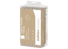 Handdoek Satino PT3 PureSoft v-vouw 2-laags 240x230mm 20x200 vel naturel 277540